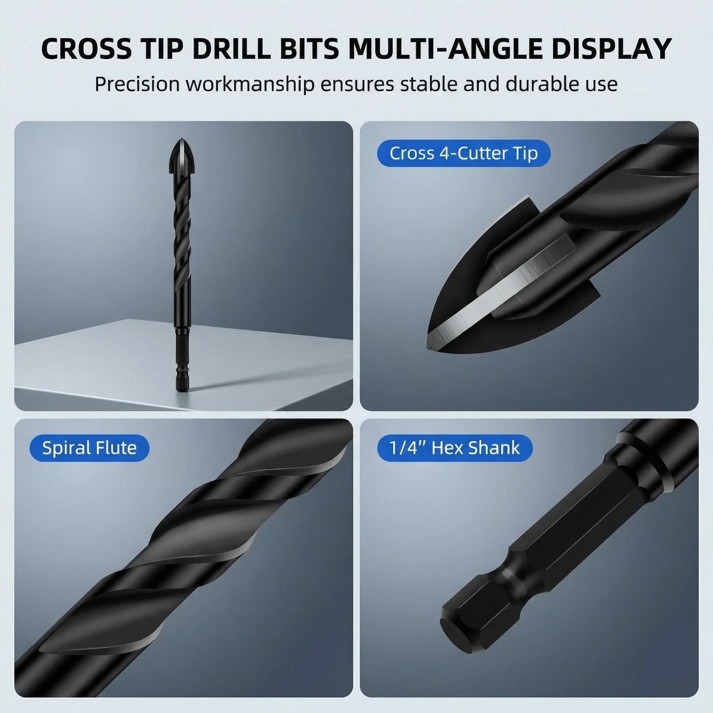 3 4 5 6 8 10 12mm Cross Hex Tile Drill Bit For Glass Concrete Ceramic Tile Hole Opener Tunsten Carbide Hard Alloy Bits Set Tools