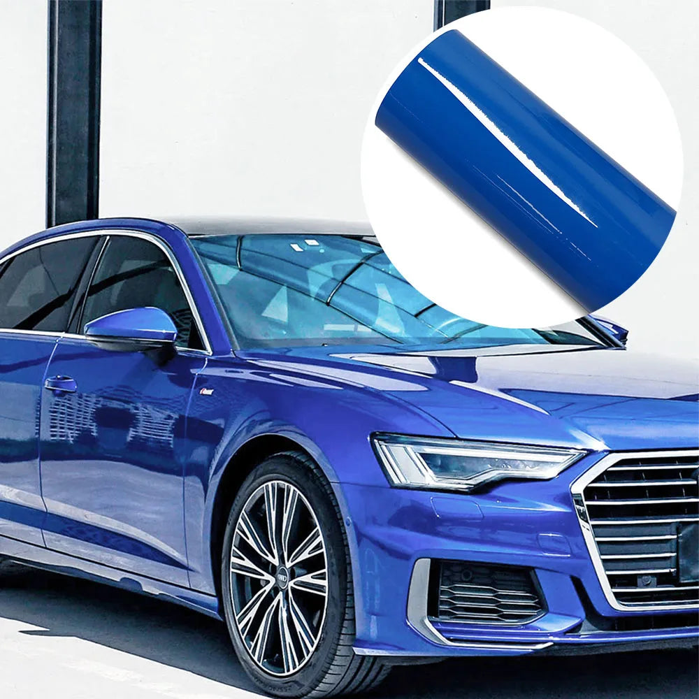 Car Sticker Bright Dark Blue Car Film Covering Vinyl Wrap Air Bubble Free Film Car Accessories Exterior Interior Decoration