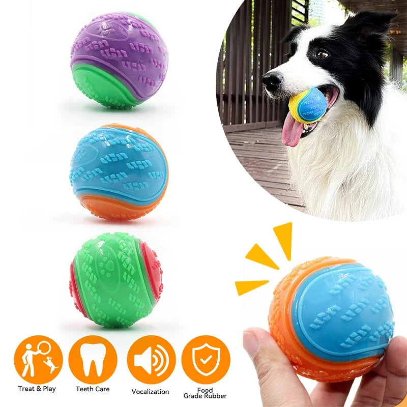 TPR Squeaky Dog Ball - Soft Bite-Resistant Fetch Toy