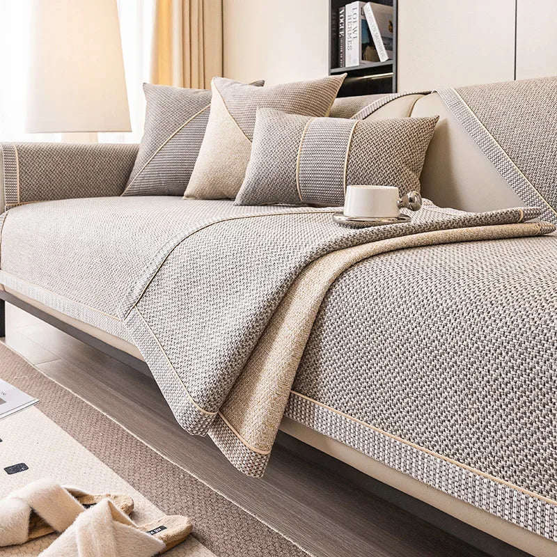 Woven Cotton and Linen Sofa Cushion for All Seasons Universal Non-slip Sofa Cover Cover New 2026 Backrest Cover Cloth Towel