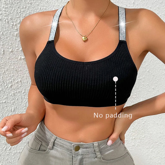 Sexy Sports Bras Fitness Women Underwear Yoga Crop Tank Top Ribbed Backless Lingerie Bras Comfortable Push Up Bralette Chic Vest