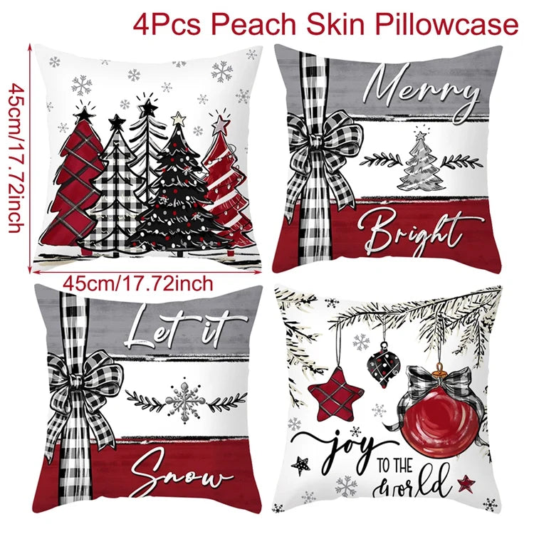 4pcs Merry Christmas Cushion Cover Home Decorations 2026 Christmas Ornament Pillow Case Xmas Navidad Gifts New Year Gifts 2026