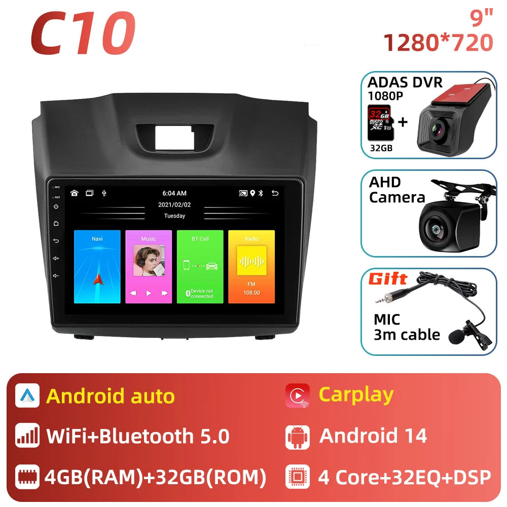 Car Multimedia For Chevrolet S10 Isuzu DMAX D-Max 2014 - 2018 Android Car Radio Player Carplay Auto GPS Navigation Stereo 2 Din