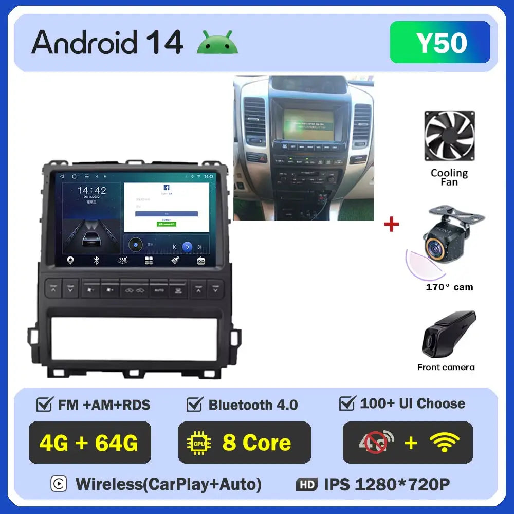 Android Car Stereo for Toyota Land Cruiser Prado & Lexus GX470 (2002–2009) — CarPlay, GPS Navigation, Multimedia