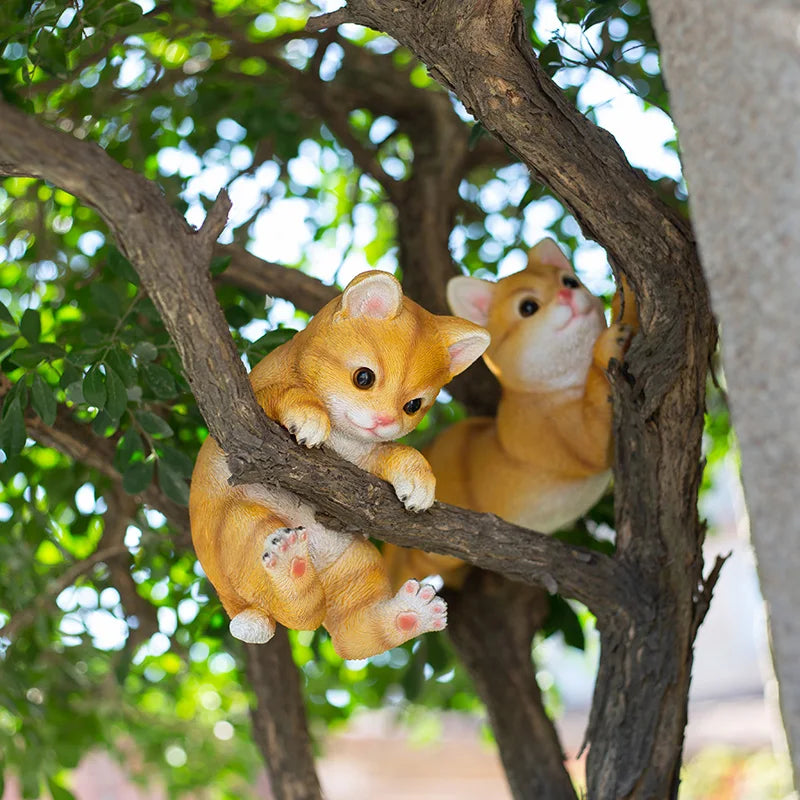 Creative Cartoon Simulation Tree Climbing Cat Pendant Outdoor Garden Courtyard Balcony Landscape Resin Decoration Kitten Hanging