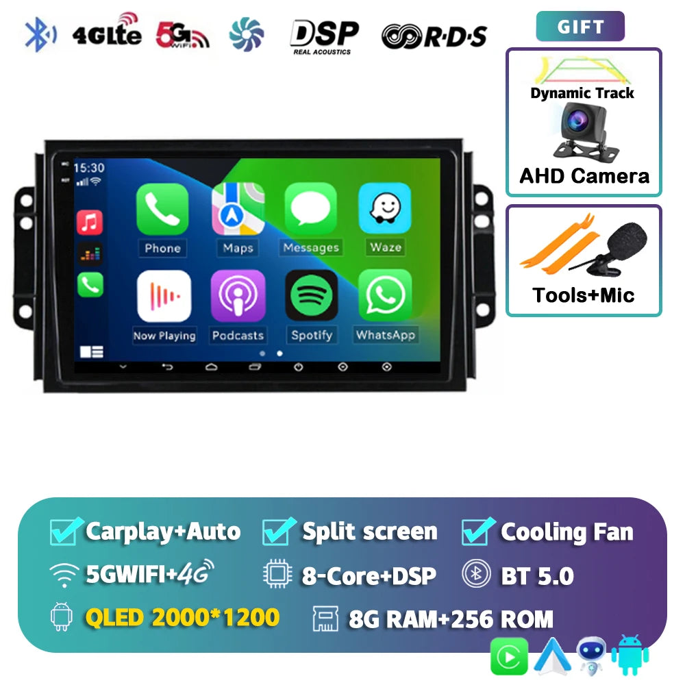 Car Stereo with Apple CarPlay & Android Auto, Compatible with Chery Tiggo 3 3X & Tiggo 2 (2016-2020)