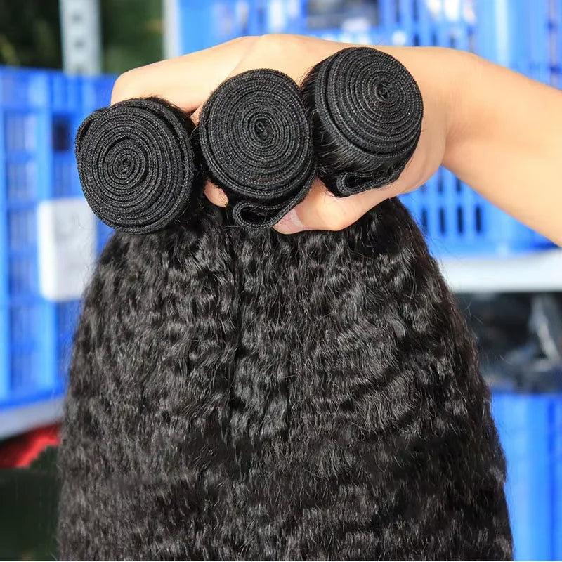 Kinky Straight Peruvian Raw Virgin Human Hair Bundles Weave Sew In Bundle Remy Hair Extension 3 4 Bundles Coarse Yaki 28 30 inch