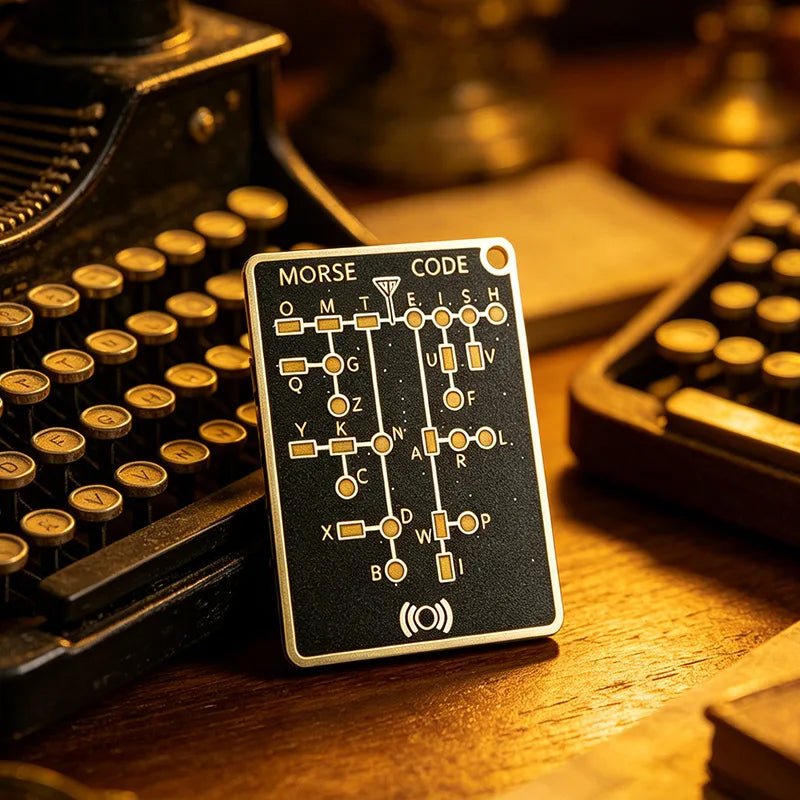 Morse Code Trainer Card Pro, Professional PCB Style with Interactive LEDs & Signal Buttons for Adult Morse Code Learning
