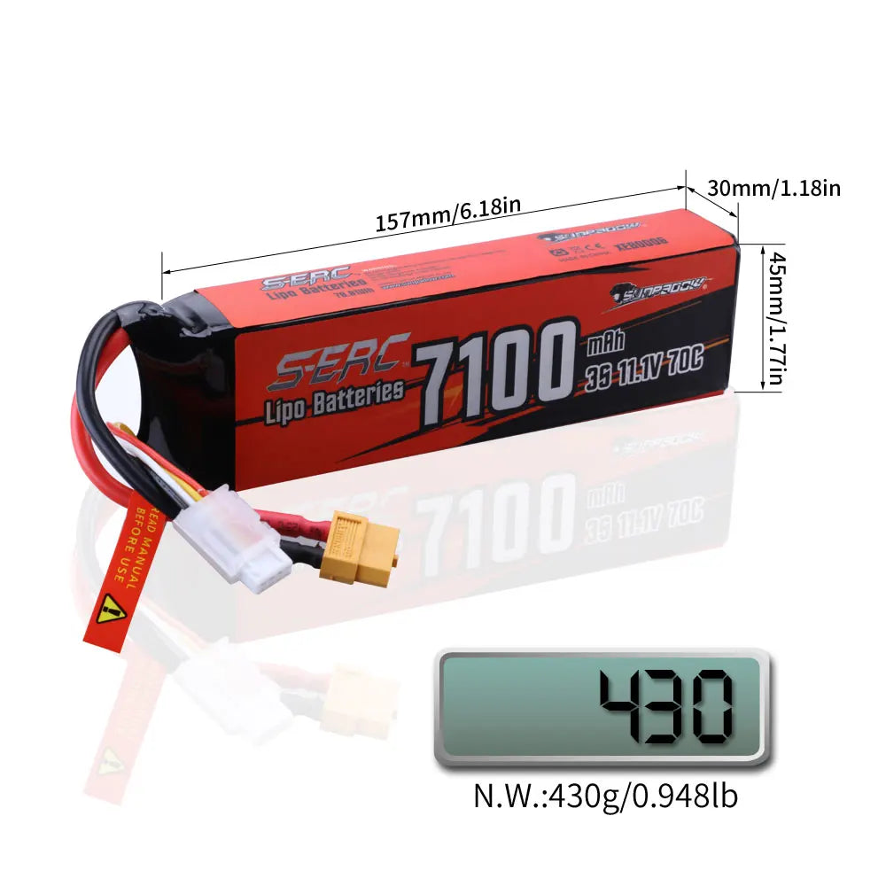 Sunpadow 3S 11.1V Lipo Battery for 5600mAh 7100Ah 70C with XT60 Connector For RC Vehicles Car Truck Tank Truggy Buggy Hobby