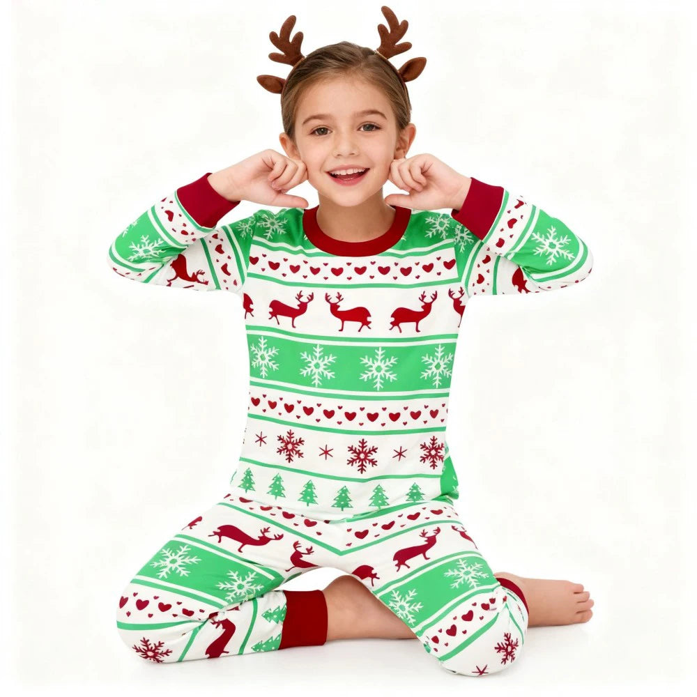 Kids Animal Embroidered Pajama Set - Soft Two-Piece Sleepwear