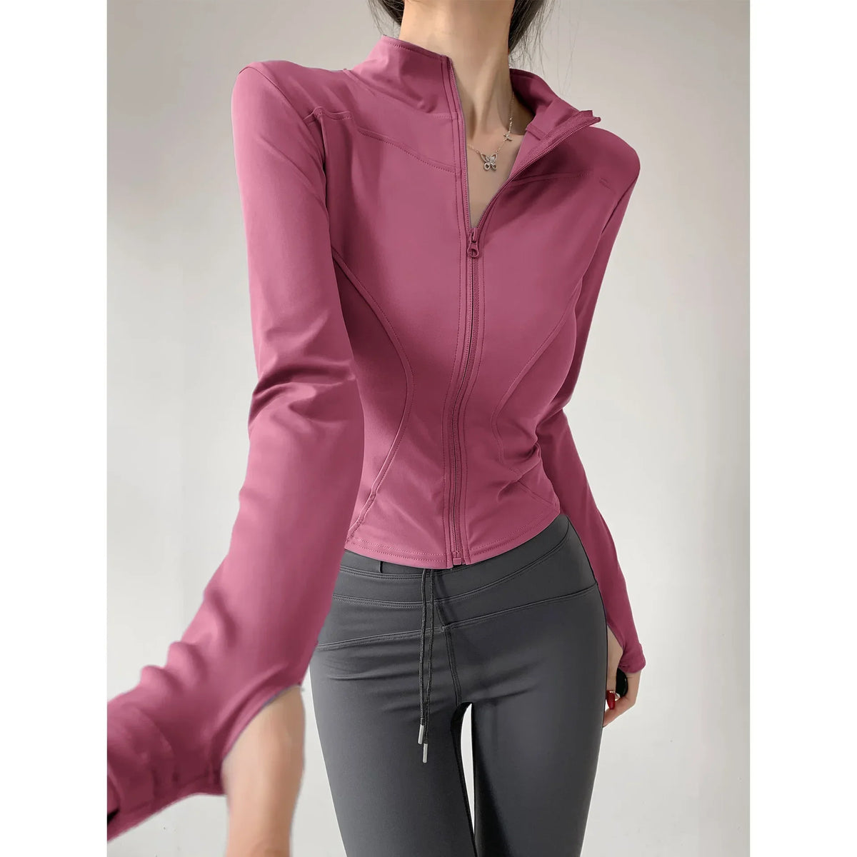 Women's Quick-Dry Yoga Jacket, Slim Zip-Up