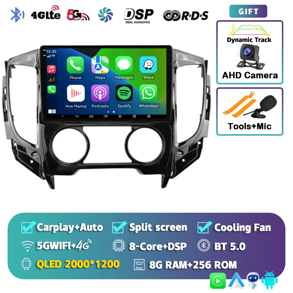 9" Android Car Stereo for Mitsubishi Pajero Sport 3 & L200 (2015–2019) — CarPlay, Android Auto, DSP, WiFi+4G