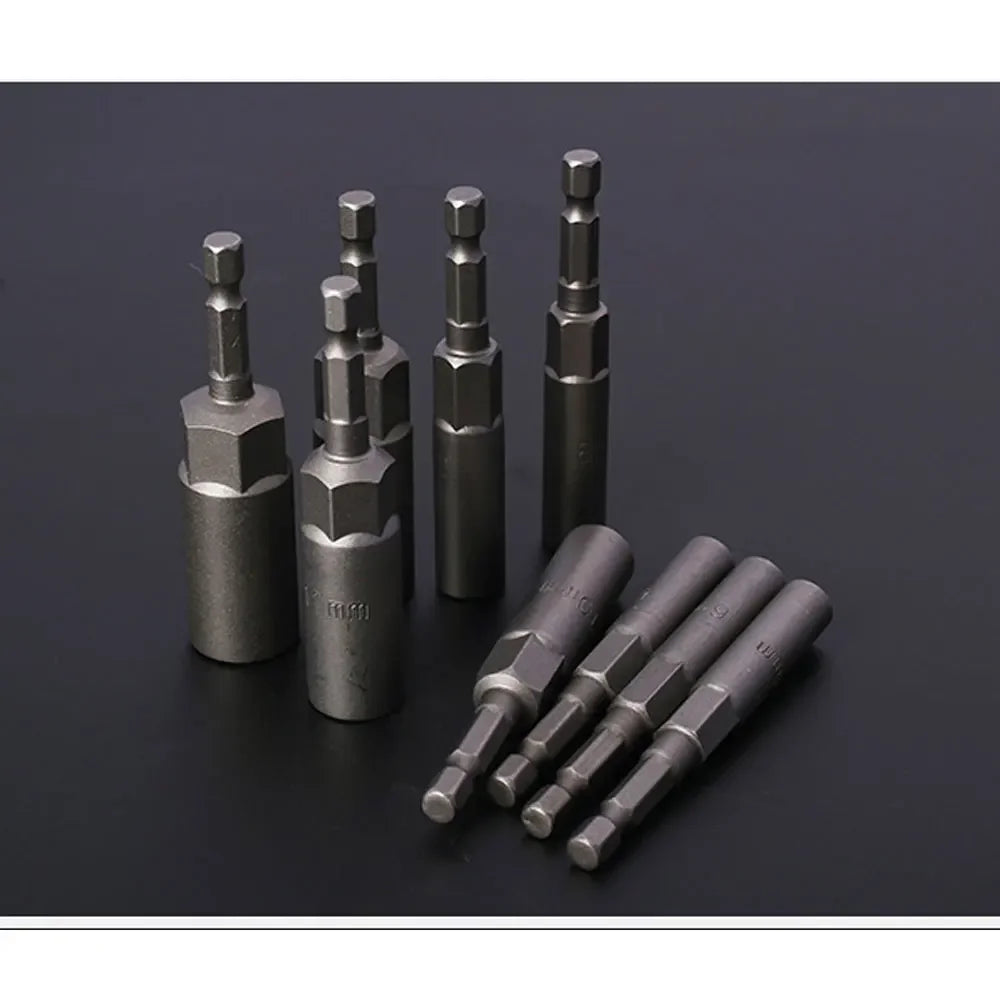 10/15Pcs Length Deepen Impact Socket Adapter 5.5-19mm Power Nut Driver Socket Set 1/4-inch Screwdriver Key Head Hand Tool Set