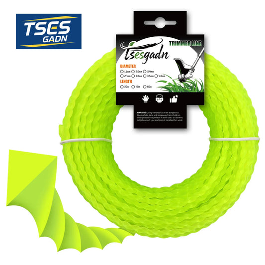 TSES NEW Triangle Trimmer Line Twisted Long-Lasting 20m*2.0mm~3.5mm Heavy Duty Nylon String Strimmer Line Brush Cutter Line