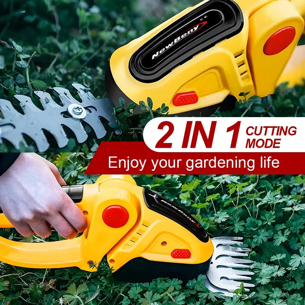 2-in-1 Cordless Hedge Trimmer & Grass Shear — 21V Battery Yard Tool