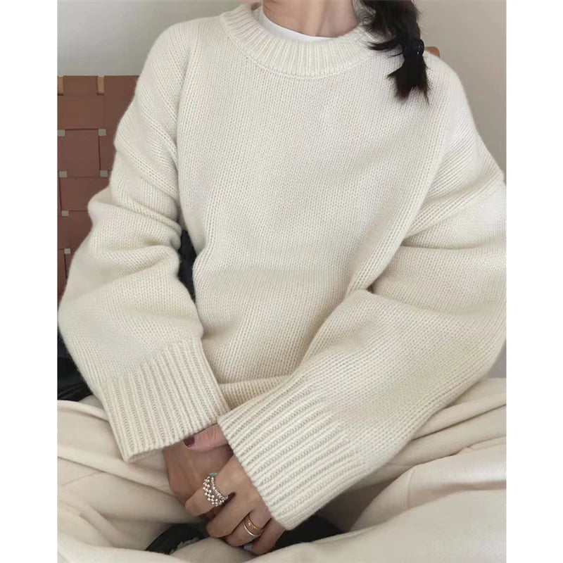 Women's Cashmere Loose Crew Neck Sweater