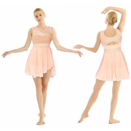 Women's sleeveless mesh chiffon ballet dress