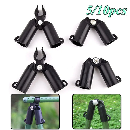 Greenhouse plant support pole and vine connector clips