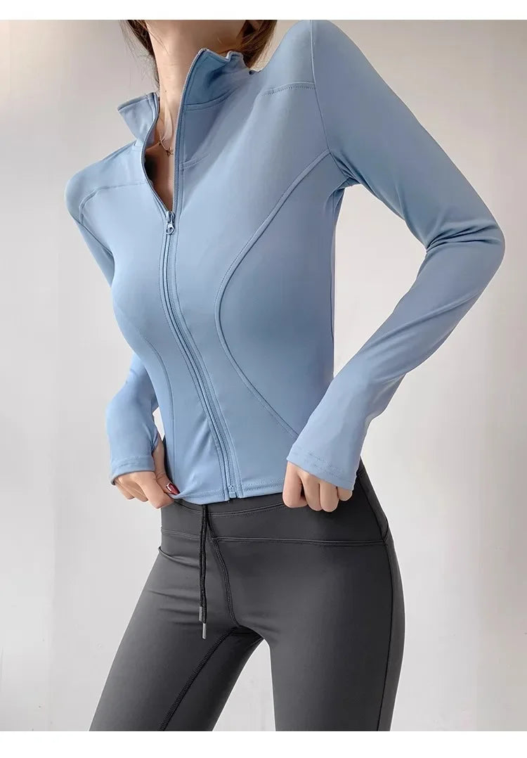 Women's Quick-Dry Yoga Jacket, Slim Zip-Up