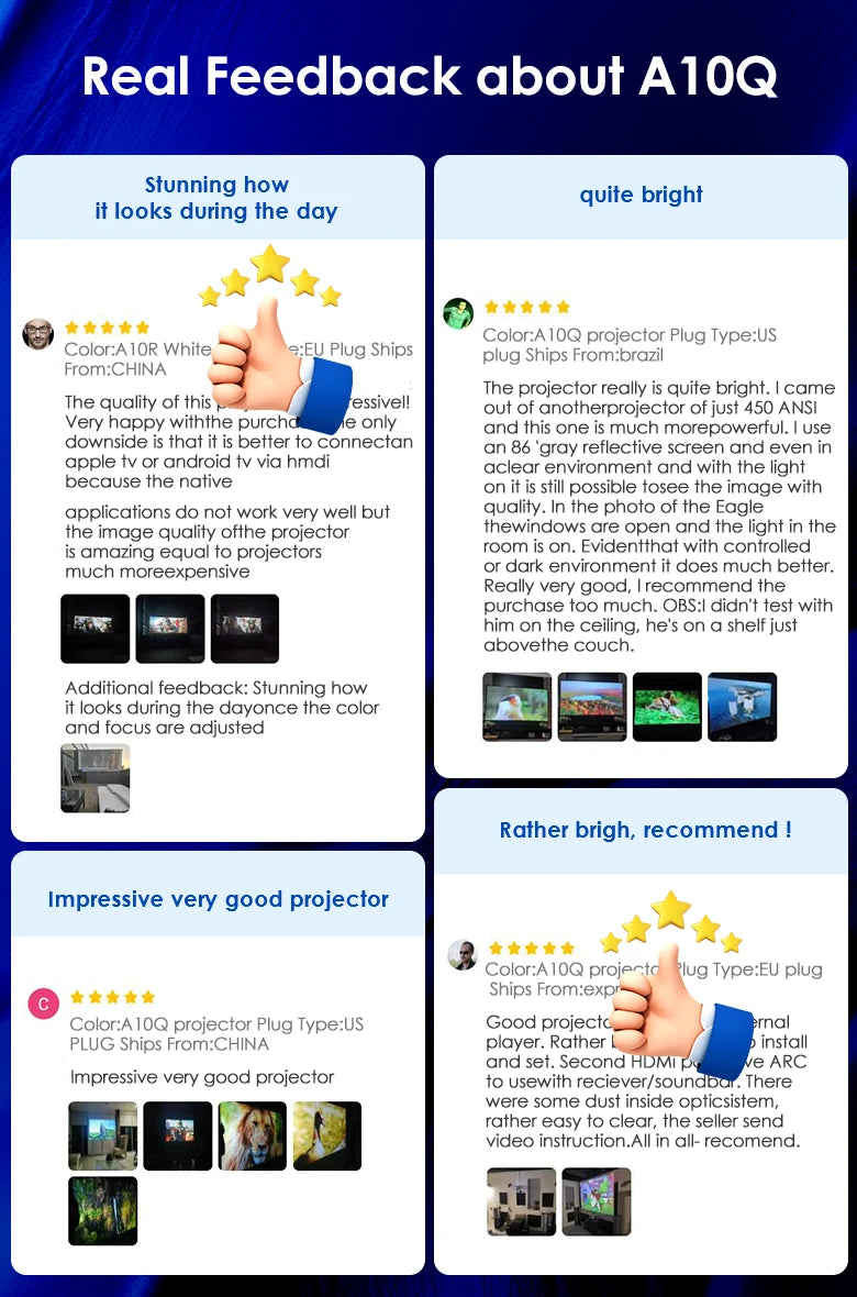 CAIWEI A10Q 4K Google Certified Projector 1080P Full HD Auto Focus High Brightness 4000 Ansi WiFi6 Beam Projectors Home Theater