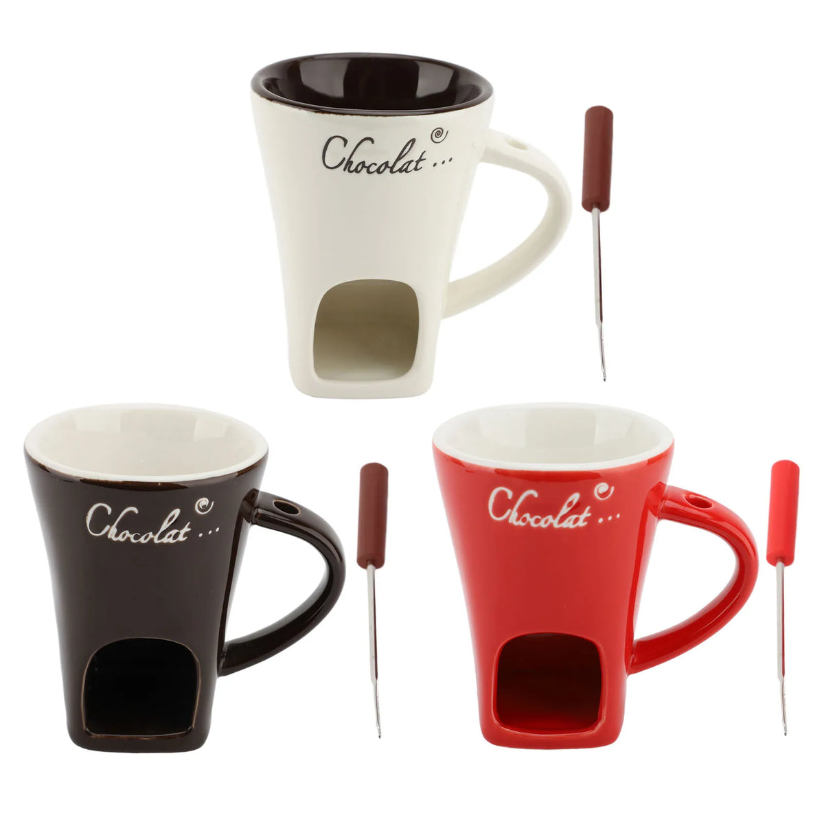 Ceramic Chocolate Melting Mug with Fork - Fondue and Butter Warmer Pot - photo 6