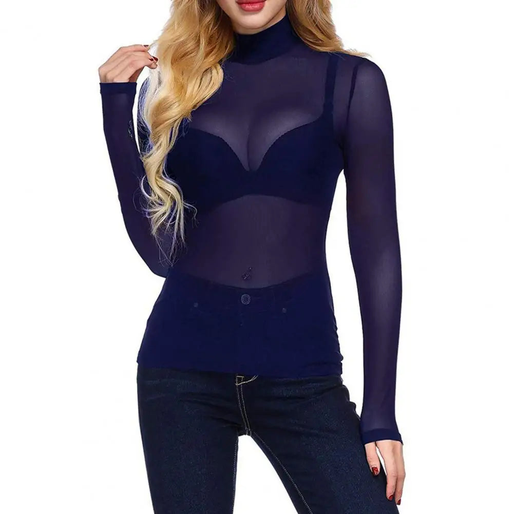 Women Blouse Tops Sexy See-through Mesh Pullover Tops Transparent Club Tee Shirt Punk Beach Women Blouse