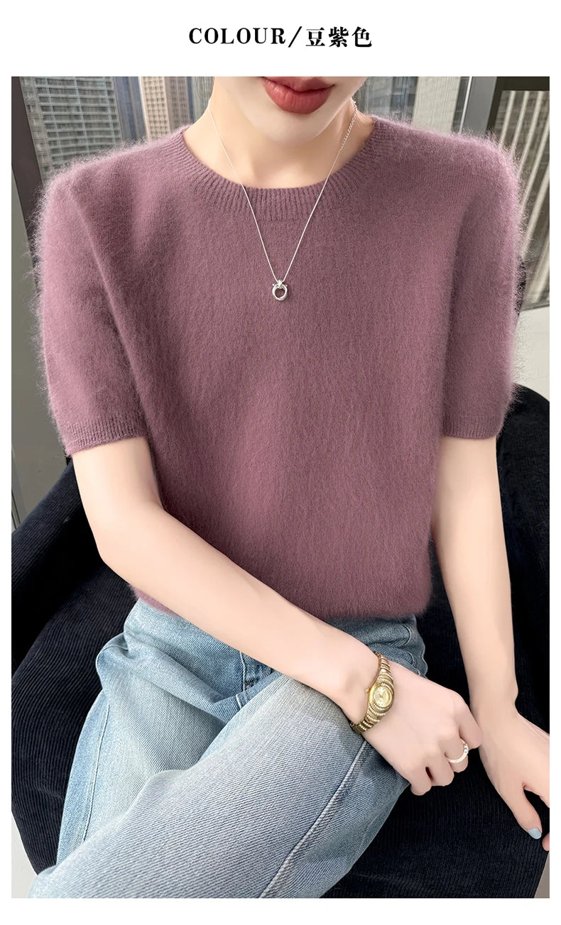 Women's Short Sleeve Knit Sweater Top