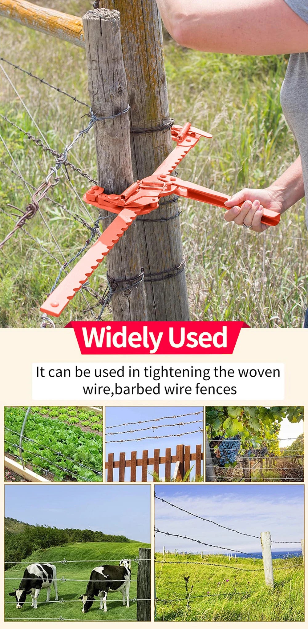 Fence Wire Tighten Tool Patio Lawn Agricultural Fencing Stretcher Splicer Fixer Garden Barb Wire Puller for Patio Yard Flowerbed
