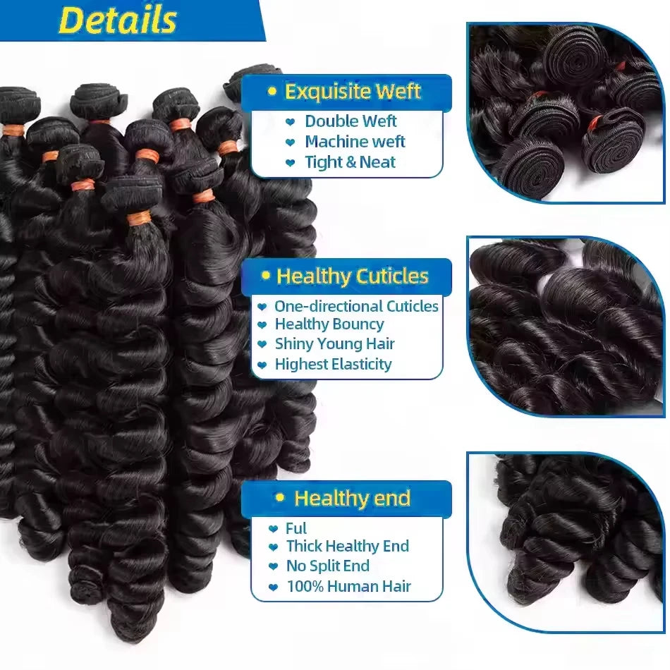 16A Loose Wave Human Hair Bundles 40 Inch Raw Hair 4 5 6 Bundles Brazilian Extensions Unprocessed Human Hair Weave Bundles