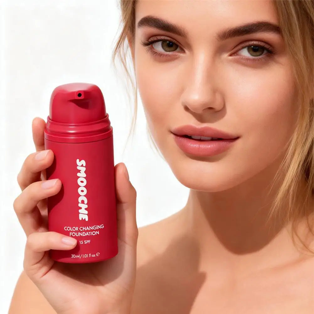 Smooche Color Changing Foundation Self-Adjusting Shade High Covers Imperfections Long-Lasting Makeup Retention Korean Cosmetics
