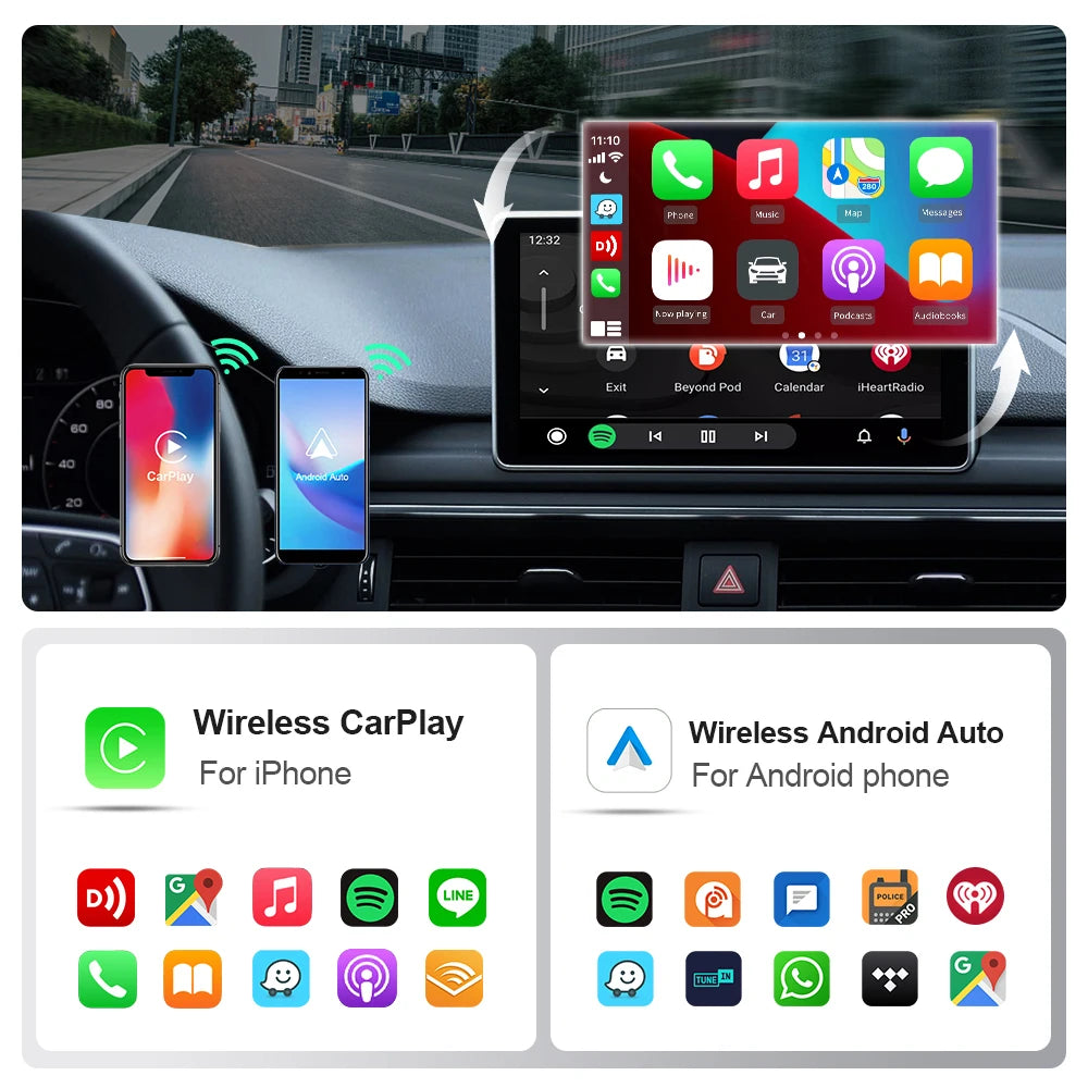 EKIY 2in1 Wired To Wireless CarPlay Adapter Android Auto Dongle Smart AI Box High Quality Car Accessories Intelligent System