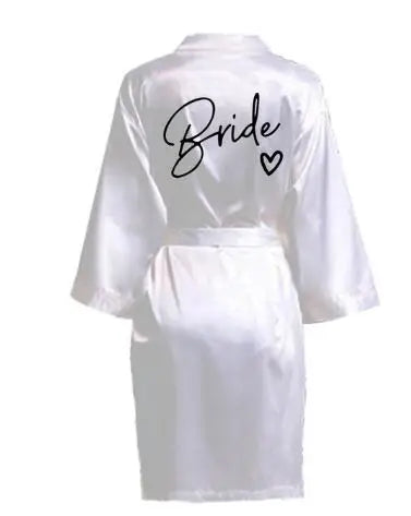 Elegant Team Bride Satin Robe for Bridesmaids - Black Letters - photo 3
