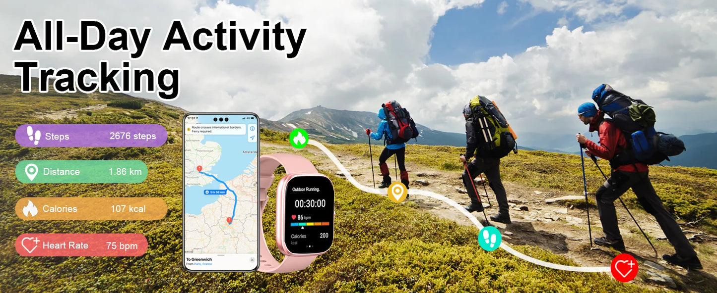 Nerunsa 1.91" Smartwatch with Bluetooth Calling & GPS – IP68 Waterproof Fitness Tracker | 110+ Sport Modes, Heart Rate & Sleep Monitor for Android & iOS