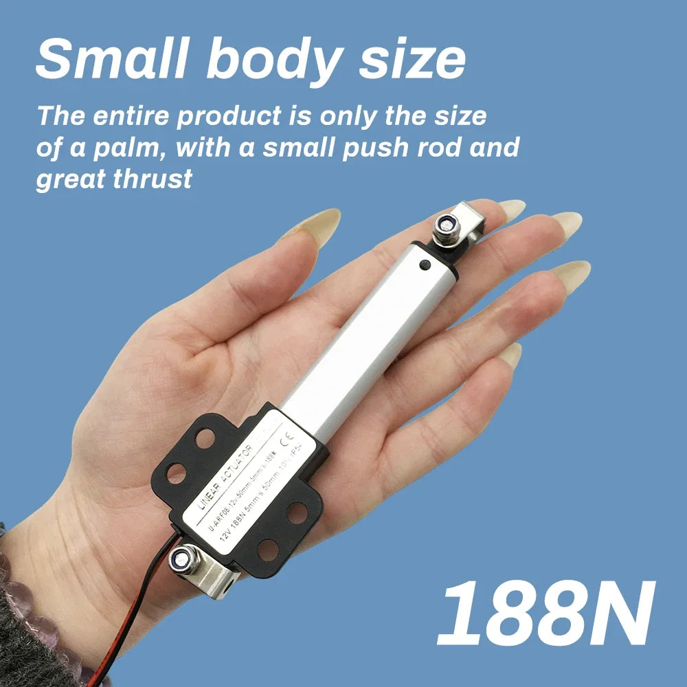 Micro Linear Actuator Mini Electric Cylinder Push Rod DC12V 64/96/188N 50/100/150/200mm Stroke Reciprocating Motor for DIY Toy
