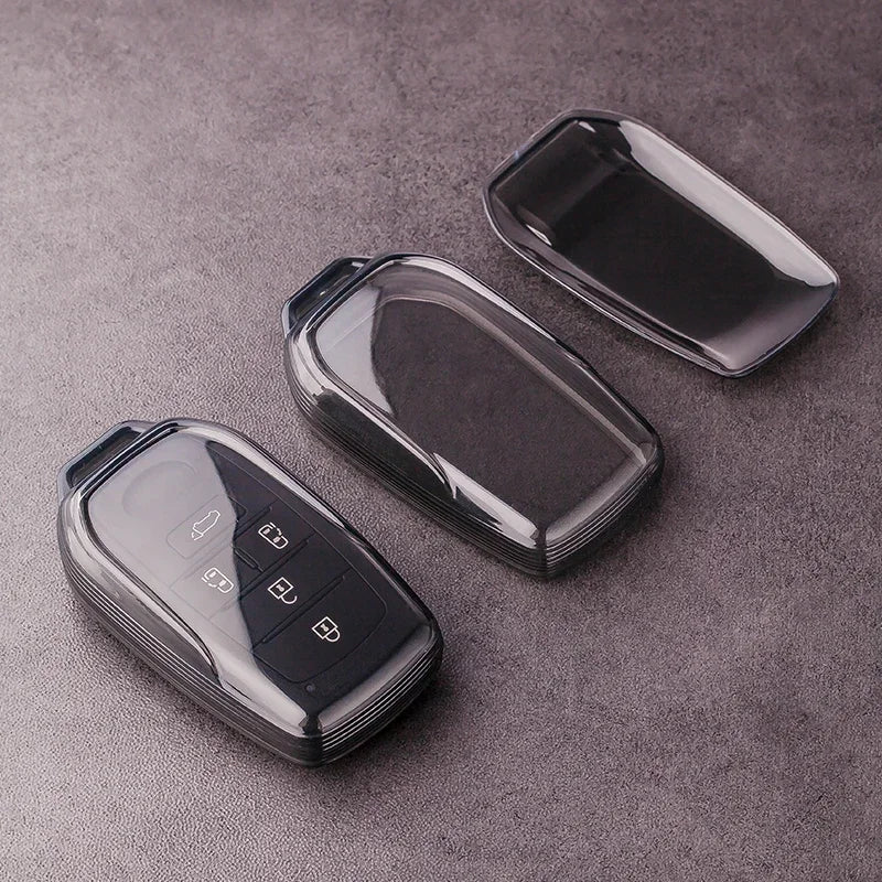 For TOYOTA Sienna RAV4 VENZA Mirai Hybrid Transparent Black Soft TPU Vehicles Alphard Remote 4 5 6 Button Car Key Case Cover Fob