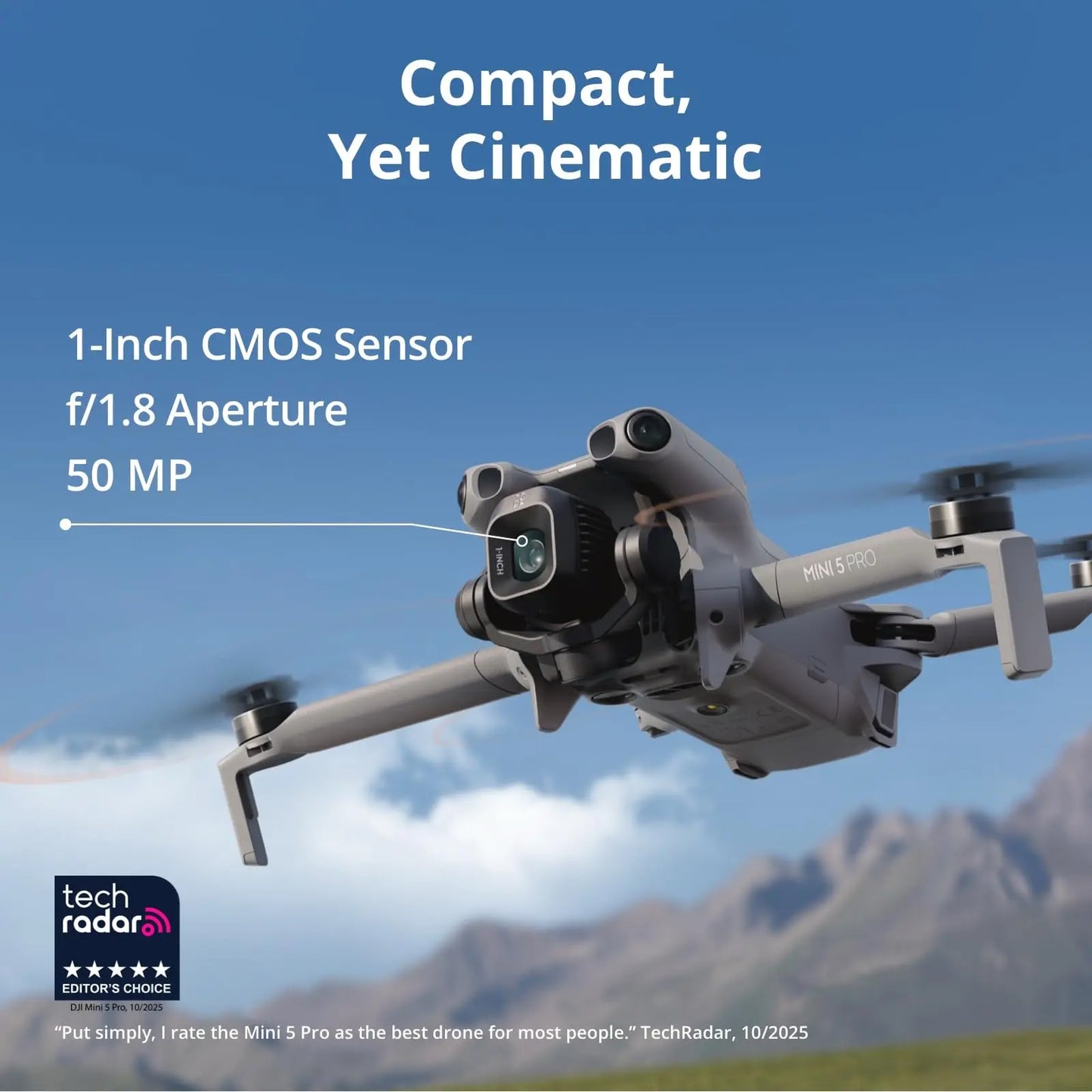 DJI Mini 5 Pro Camera Drone Ultra-Light Foldable with 1-Inch CMOS 4K Camera Omnidirectional Obstacle Sensing ActiveTrack 360° 225° Gimbal 20km Transmission for Beginners