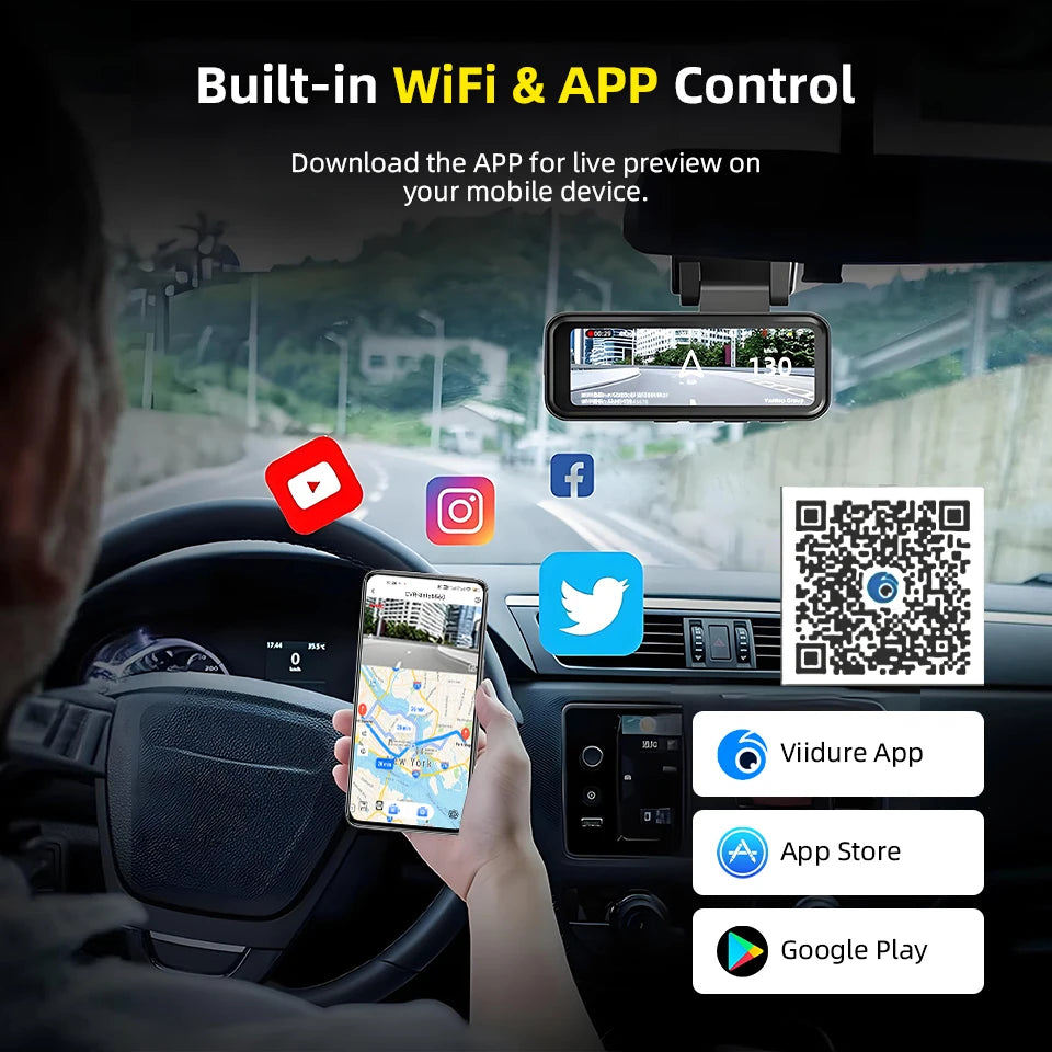 Acceo 4K Dashcam WIFI GPS CAR Video Recorder Dual Lens Support 2.5K Rear Camera Night Vision 24H Parking Monitoring Black Box
