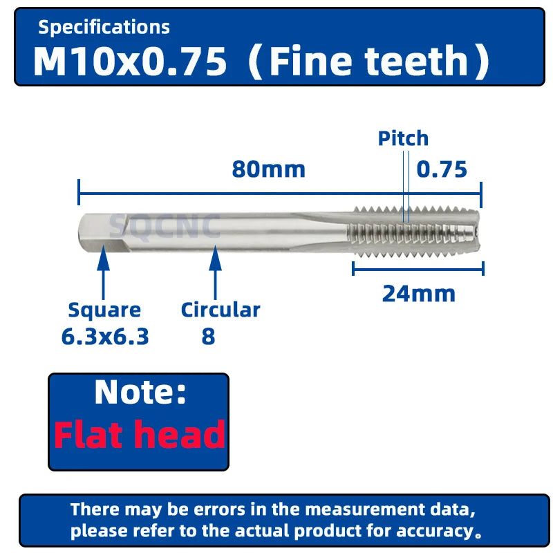 SIQICNC Right Hand Thread Tap HSS Machine Plug Tap Metric Screw Tap Drill Thread Tool M2 M3 M4 M6 M7 M8 M10 M12 M14 Hand Tools