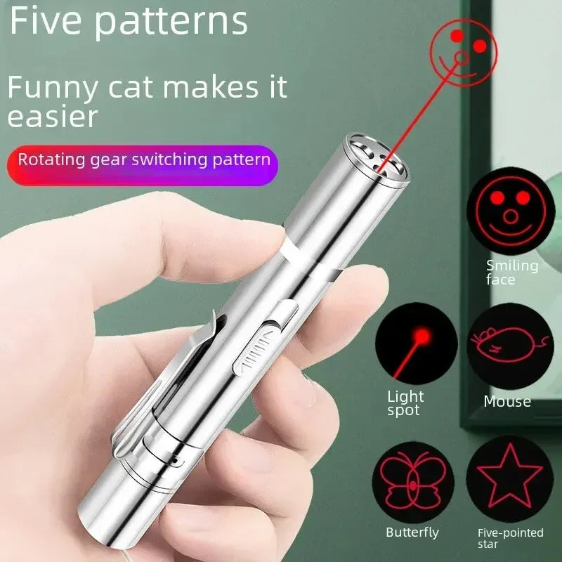 Multifunctional Upgraded USB Rechargeable Infrared Cat Toy, Laser Projection Interactive Cat Stick, Pet Toy Supplies