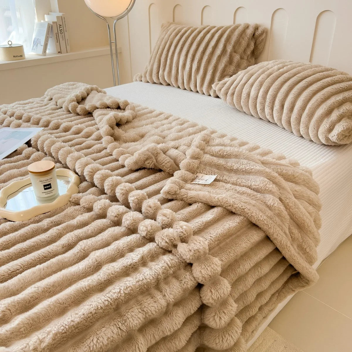 Wide Striped Multi-Use Blanket, Bed Cover and Nap Blanket