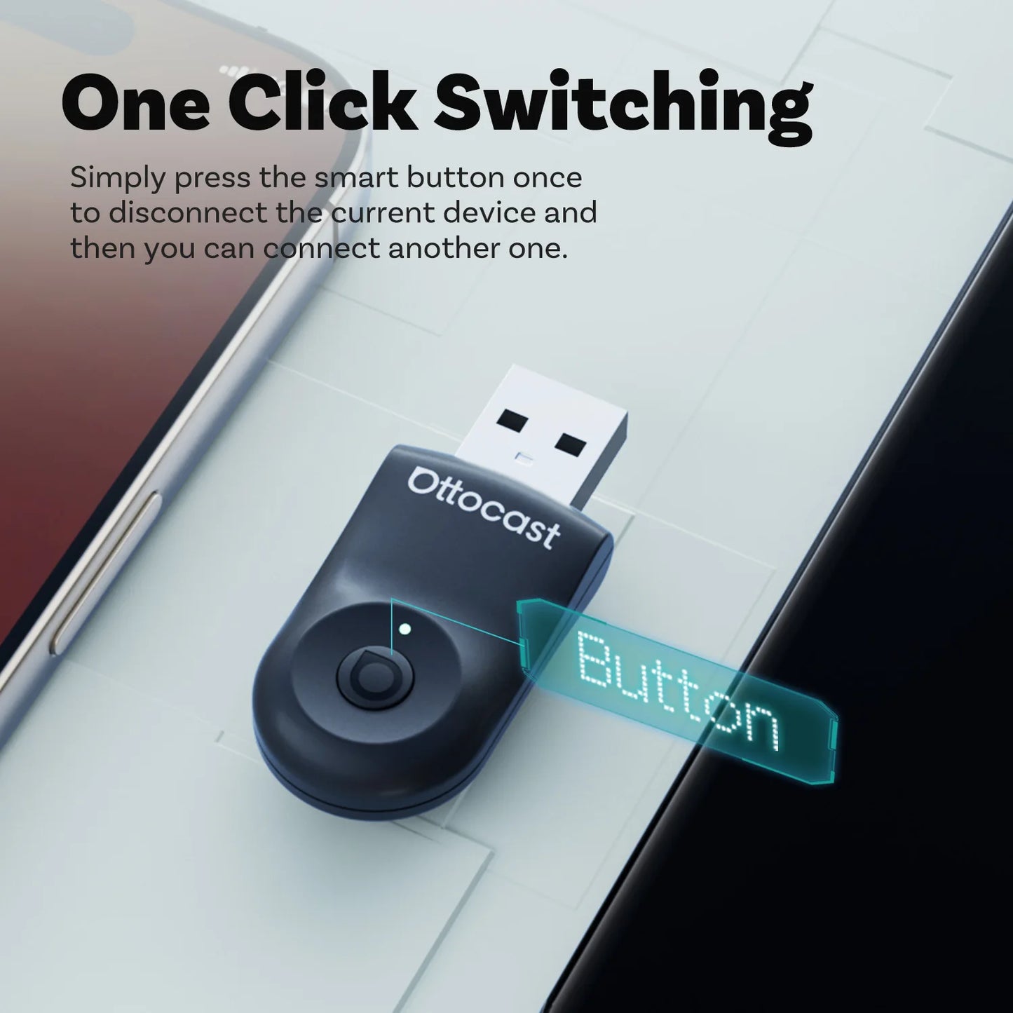 Mini 2-in-1 Wireless CarPlay & Android Auto Adapter (One-Key Disconnect)