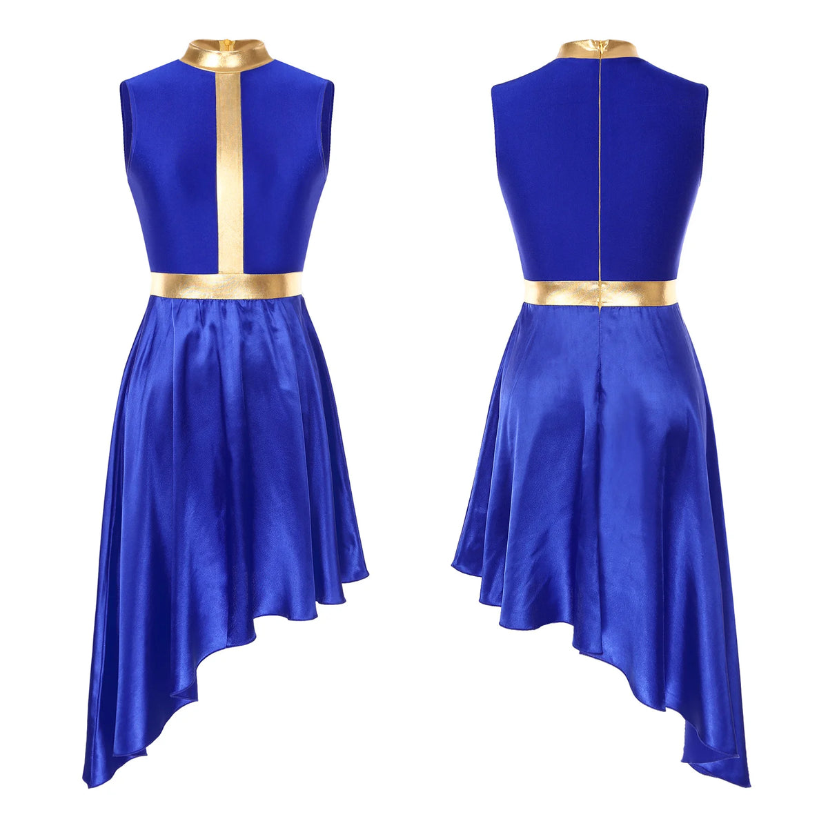 Women Modern Lyrical Dance Dress Liturgical Worship Church Choir Costume Sleeveless Asymmetrical Hem Dresses Ballroom Dancewear