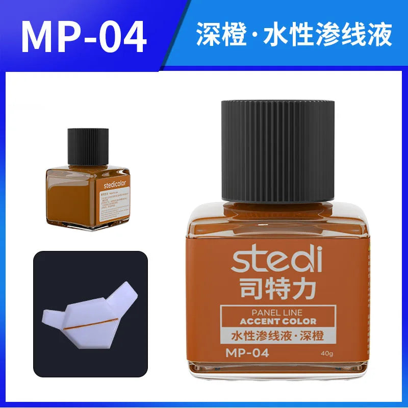 40g Stedi MP10-MP29 Water-based Fluorescent Panel Liner Paint for Model Building Fluorescent Ink Panel Line with Tools