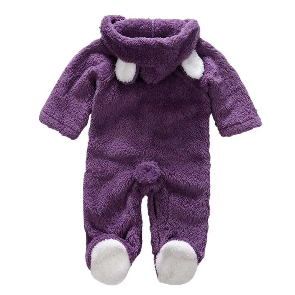 Cute Animal Fleece Baby Romper - Hooded Winter Onesie 0-12 Months - photo 11