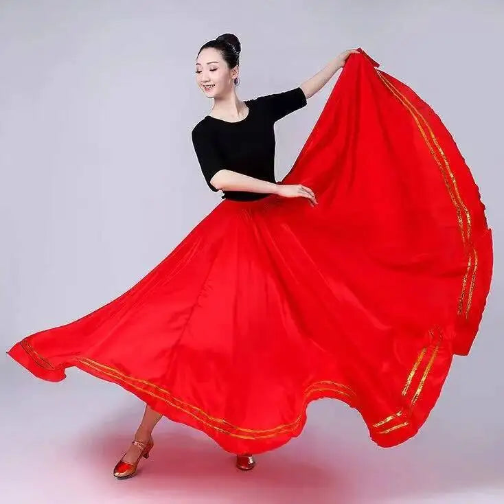 Women's satin big swing flamenco dress