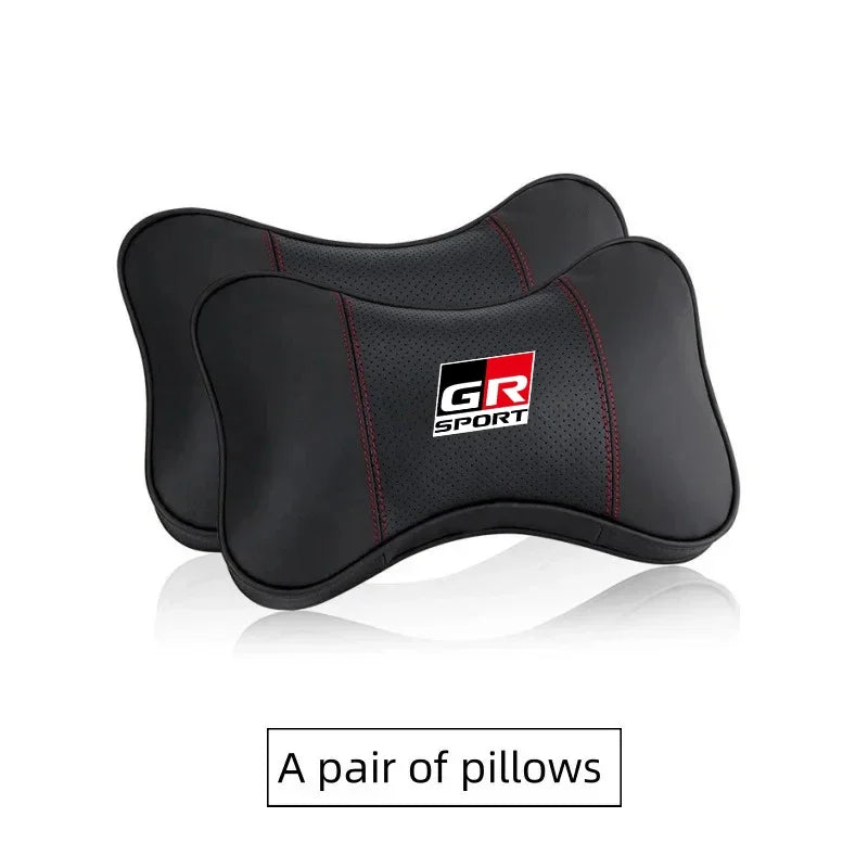 PU Leather Car Headrest Pillow Seatbelt Shoulder Pad For Toyota GR Sport GAZOO RACING Yaris Hil Corolla Car Accessories