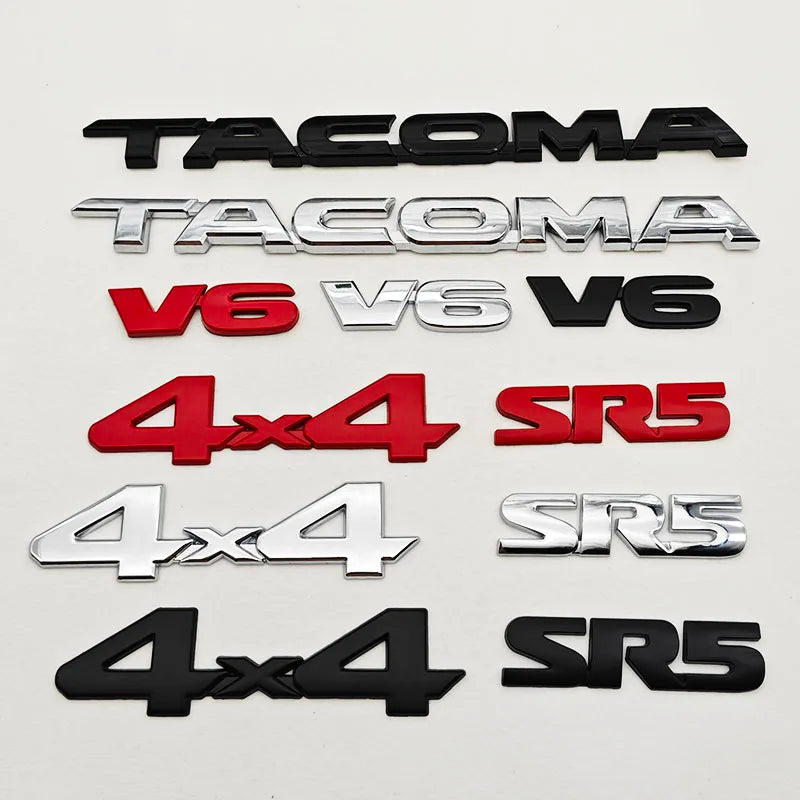 3D Car Sticker Logo V6 4X4 SR5 TACOMA Trunk Badge Door Waier Line C-Pillar Emblem Decals For Toyota TACOMA N170 N260 N300 N400
