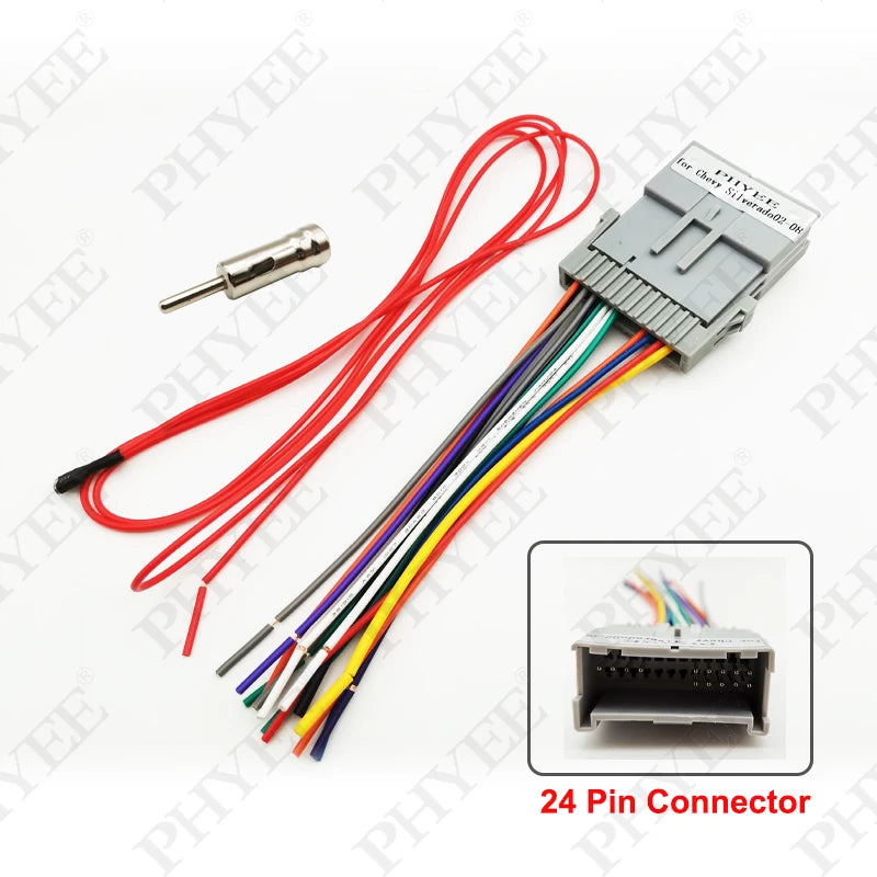 Car Stereo Radio Wiring Harness Adapter 24 Pin for Chevy Silverado Chevrolet Malibu Impala GMC Envoy Sierra Buick Pontiac Hummer