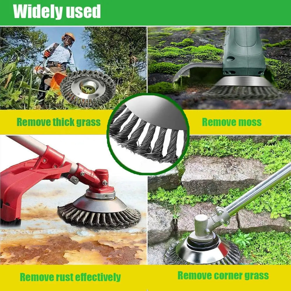 Weed Brush Trimmer Head - Durable Steel Wire Cutter Tool