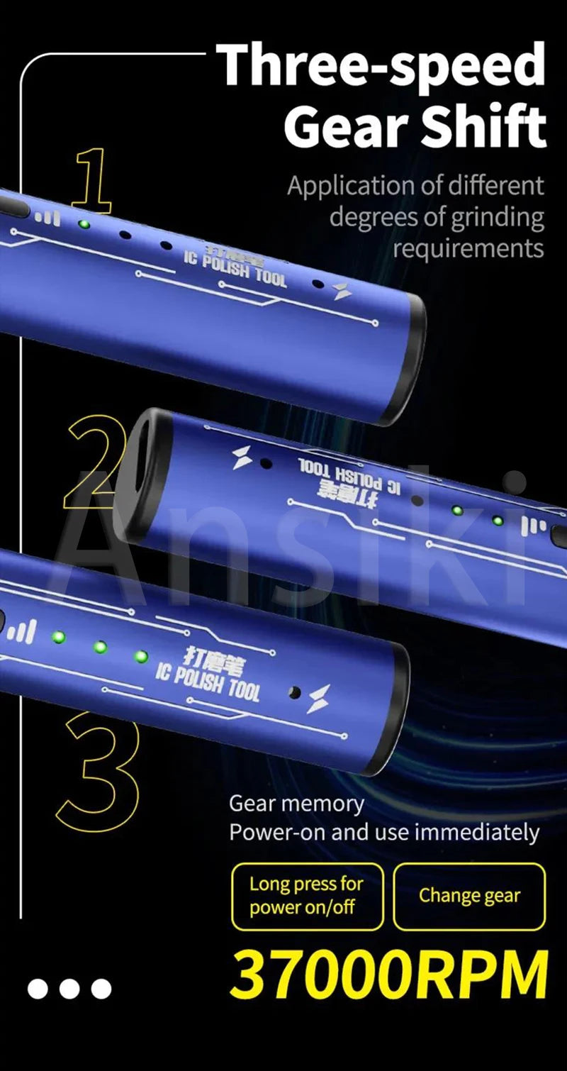 MECHANIC GDR2 Electric Polishing Pen 9pcs Diamond Grinding Heads for IC Chip Grinding PCB Cutting Phone Repair Tools